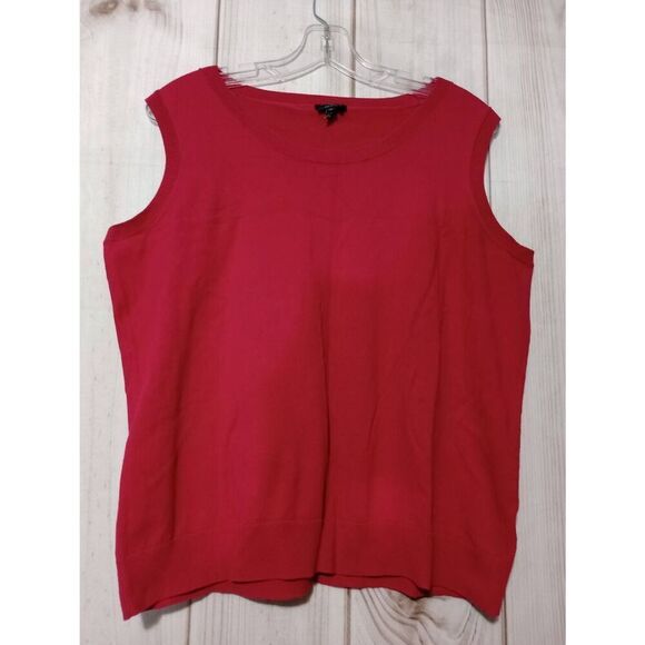 Talbots‎ Woman 1X Red Sleeveless Sweater Top Pima Cotton Knit Tank - Picture 1 of 5